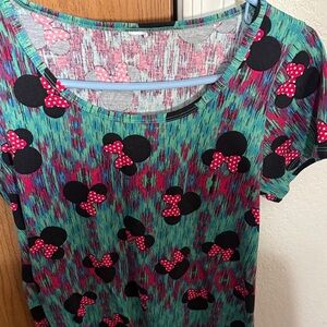 Disney Women's Teal and Pink Minnie Mouse Top